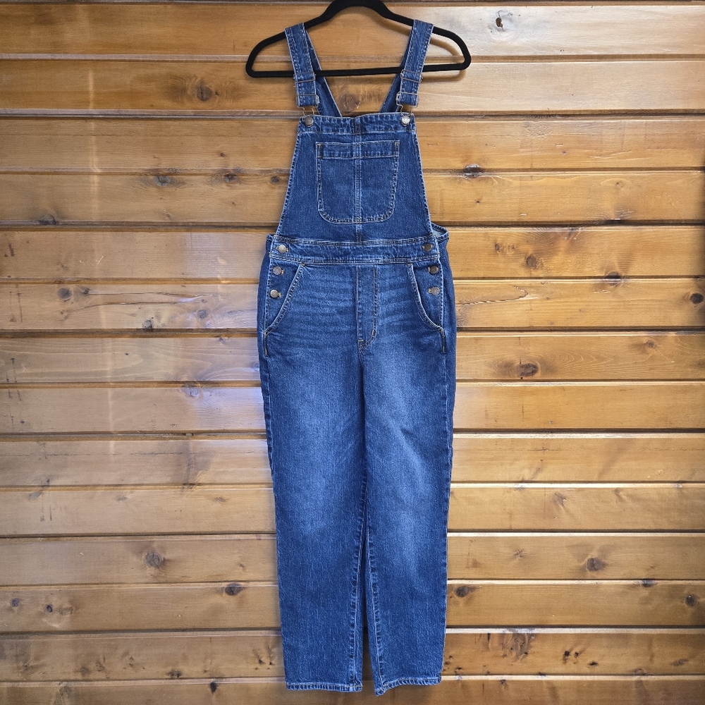 J. Crew Factory Denim Overalls Medium Wash Straight Leg Women's Small